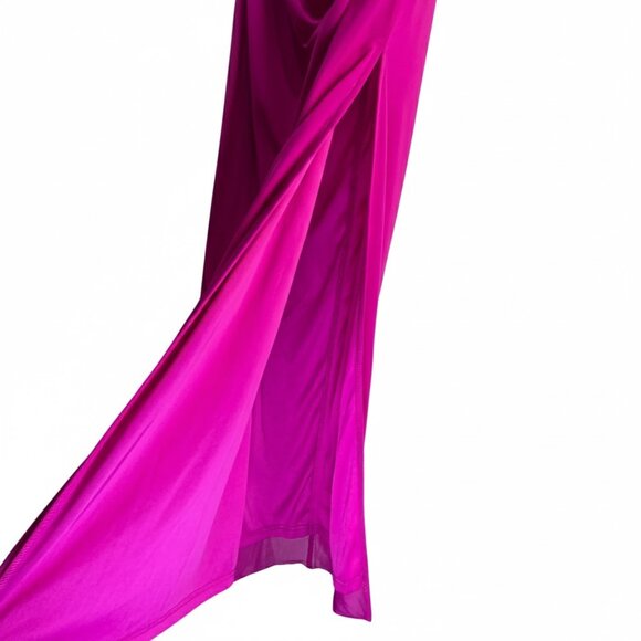 NWT | Strapless Ruched Draped High Slit Maxi Gown Magenta Fuchsia | XSmall - Picture 3 of 6
